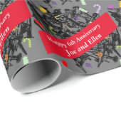 Papier Cadeau 6e anniversaire Mariage, ongles et bonbons (Coin rond)