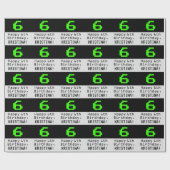 Papier Cadeau 6e anniversaire - Nerdy / Geeky Style "6" et nom (Plat)