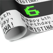 Papier Cadeau 6e anniversaire - Nerdy / Geeky Style "6" et nom (Coin rond)