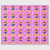 Papier Cadeau 6e anniversaire : Pink Stripes & Hearts, Rainbow # (Plat)