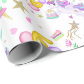 Papier Cadeau 6e anniversaire Unicorn Motif blanc (Coin rond)