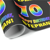 Papier Cadeau 70e anniversaire : Bold, amusant, simple, arc-en-c (Coin rond)