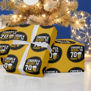 Papier Cadeau 70e anniversaire Cheers & Bières à 70 ans drôle