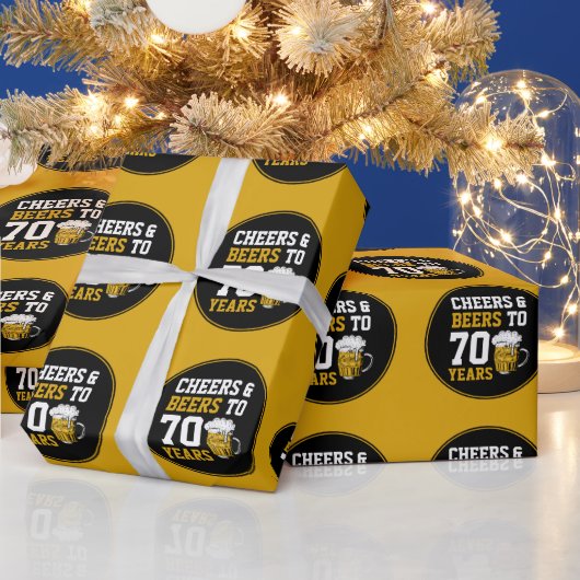 Papier Cadeau 70e anniversaire Cheers & Bières à 70 ans drôle (Vacances)