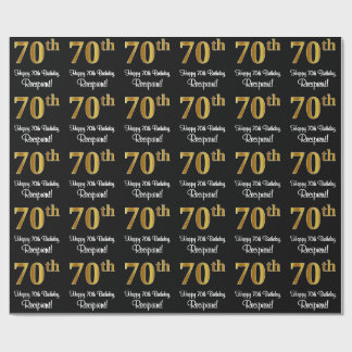 Papier Cadeau 70e anniversaire : Elégant luxe Faux Gold Look #