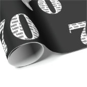 Papier Cadeau 70e anniversaire en noir (Coin rond)