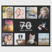 Papier Cadeau 70e anniversaire fête photo collage femme noir (Plat)