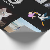 Papier Cadeau 70e anniversaire fête photo collage femme noir (Coin)