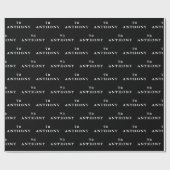 Papier Cadeau 70e anniversaire Nom de fête Noir Motif moderne (Plat)