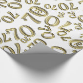 Papier Cadeau 70e anniversaire Numéro Motif Or et blanc (L) (Coin)