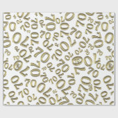 Papier Cadeau 70e anniversaire Numéro Motif Or et blanc (L) (Plat)