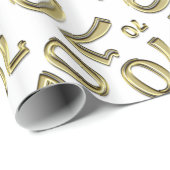 Papier Cadeau 70e anniversaire Numéro Motif Or et blanc (L) (Coin rond)