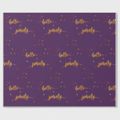 Papier Cadeau 70e anniversaire or violet bonjour 70 typographie (Plat)