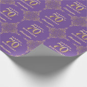 Papier Cadeau 70e anniversaire Parties scintillant violet et or (Coin)