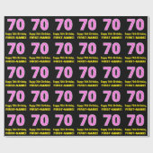 Papier Cadeau 70e anniversaire : Pink Stripes and Hearts "70" +  (Plat)