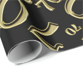 Papier Cadeau 70e anniversaire Random Number Motif Gold/Black 70 (Coin rond)