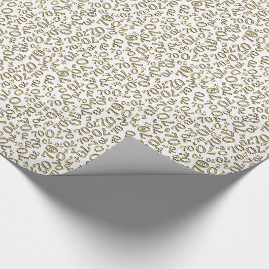 Papier Cadeau 70e anniversaire Random Number Motif Gold/White 70 (Coin)