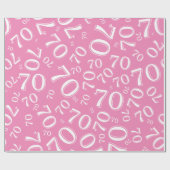 Papier Cadeau 70e anniversaire Random Number Motif rose/blanc 70 (Plat)