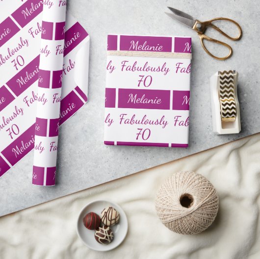 Papier Cadeau 70e Anniversaire ROSE Fabulement 70 Papier d'envel (Artisanat)