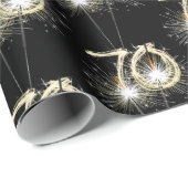 Papier Cadeau 70e anniversaire Sparklers en noir (Coin rond)