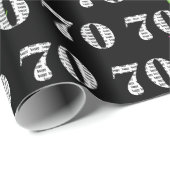 Papier Cadeau 70e Joyeux Ballons d'Anniversaire Sur Noir (Coin rond)