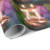Papier Cadeau 71e anniversaire avec des bougies (Coin rond)