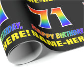 Papier Cadeau 71e anniversaire : Bold, amusant, simple, arc-en-c (Coin rond)