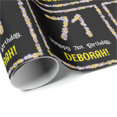 Papier Cadeau 71e anniversaire : Floral Flowers Numéro, Nom pers (Coin rond)