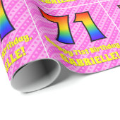 Papier Cadeau 71e anniversaire : Pink Stripes & Hearts, Arc en c (Coin rond)