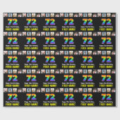 Papier Cadeau 72e anniversaire : Arc-en-ciel "72"; photos et nom (Plat)