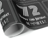 Papier Cadeau 72e anniversaire : Art Déco Inspiré Look "72" avec (Coin rond)