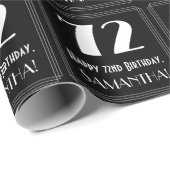 Papier Cadeau 72e anniversaire - Art Déco Inspiré Look "72", Nom (Coin rond)