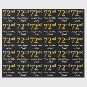 Papier Cadeau 72e anniversaire : Elégant luxe Faux Gold Look #