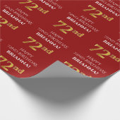 Papier Cadeau 72e anniversaire : Elégant, Rouge, Faux Gold Look (Coin)