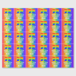 Papier Cadeau 72e Anniversaire : Motif Arc-en-Ciel Coloré et Amu