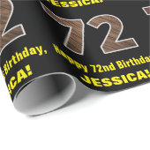 Papier Cadeau 72e anniversaire : Nom et Faux Motif de grains de  (Coin rond)