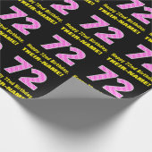 Papier Cadeau 72e anniversaire : Pink Stripes and Hearts "72" +  (Coin)