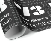Papier Cadeau 73e anniversaire : Art Déco Inspiré Look "73" & No (Coin rond)
