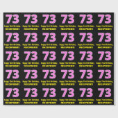 Papier Cadeau 73e anniversaire : Pink Stripes and Hearts "73" + (Plat)