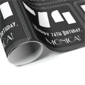 Papier Cadeau 74e anniversaire : Art Déco Inspiré Look "74" & No (Coin rond)