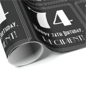 Papier Cadeau 74e anniversaire - Art Déco Inspiré Look "74", Nom (Coin rond)