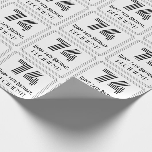 Papier Cadeau 74e anniversaire : Art Déco Style inspiré "74" + N (Coin)