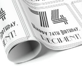Papier Cadeau 74e anniversaire : Art Déco Style inspiré "74" + N (Coin rond)