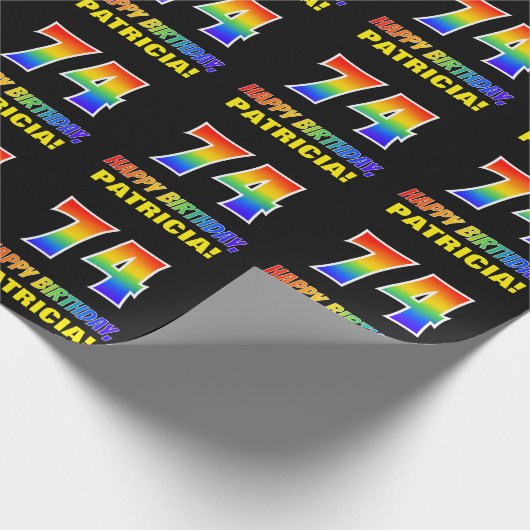 Papier Cadeau 74e anniversaire : Bold, amusant, simple, arc-en-c (Coin)