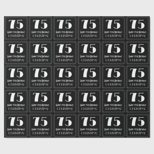 Papier Cadeau 75e anniversaire - Art Déco Inspiré "75", Nom (Couture)