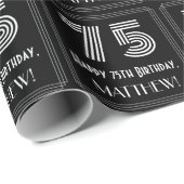Papier Cadeau 75e anniversaire : Art Déco Inspiré Look "75" avec (Coin rond)
