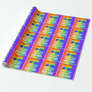 Papier Cadeau 75e anniversaire : Coloré, amusant Motif arc-en-c