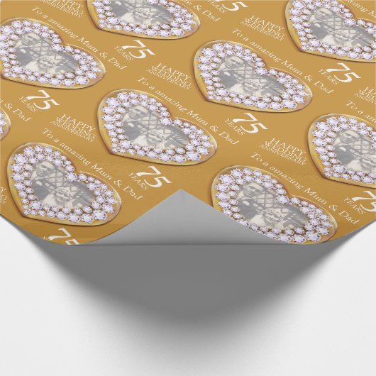 Papier Cadeau 75e anniversaire du mariage parents enveloppement (Coin)