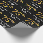 Papier Cadeau 75e anniversaire : Elégant luxe Faux Gold Look # (Coin)