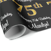 Papier Cadeau 75e anniversaire : Elégant luxe Faux Gold Look # (Coin rond)